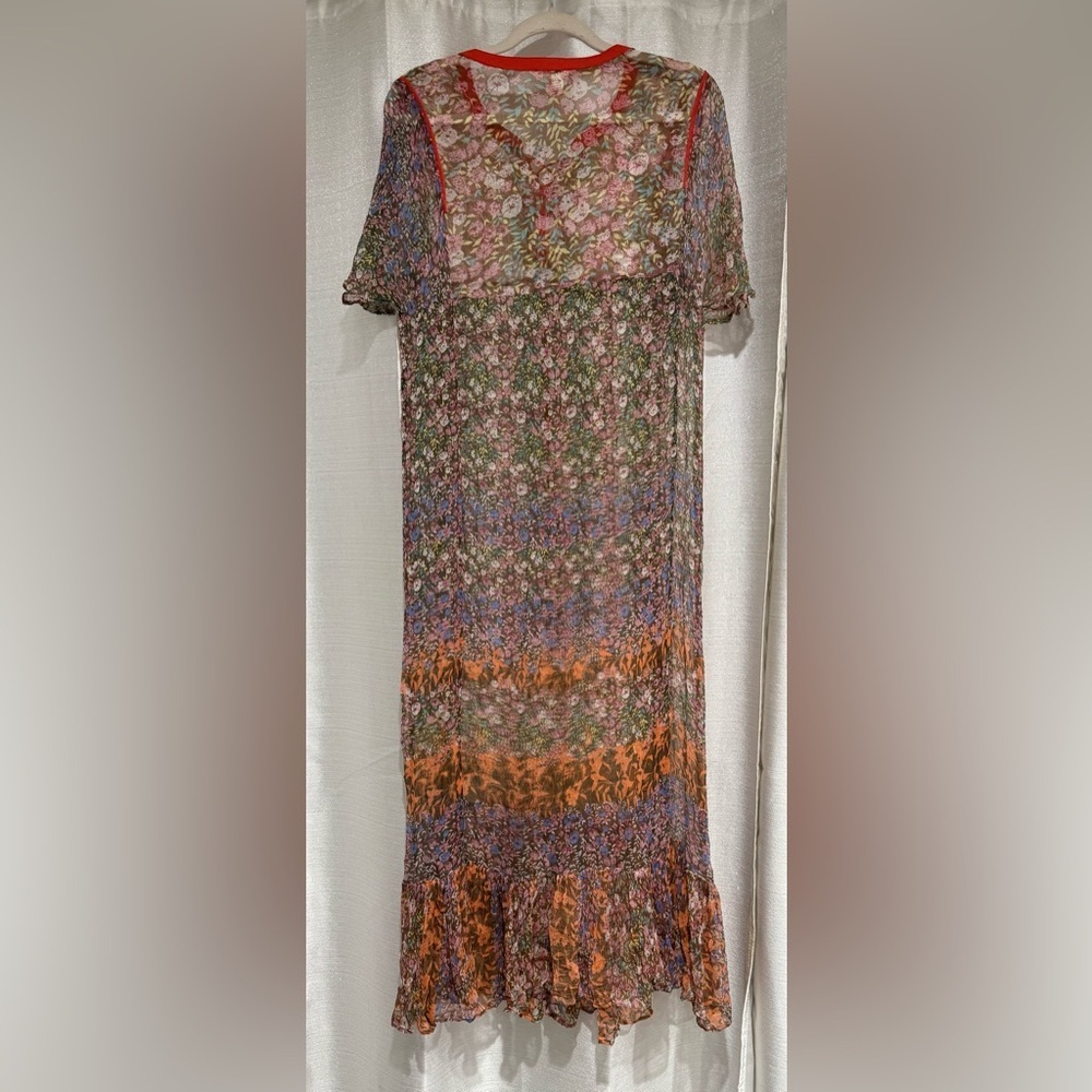 Sundance Boho Floral Mesh Sheer Maxi Dress Women's Size Large - Picture 7 of 8